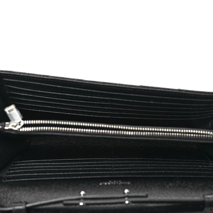 Saint Laurent Grain De Poudre Matelasse Chevron Monogram Chain Wallet Black 5 of 9