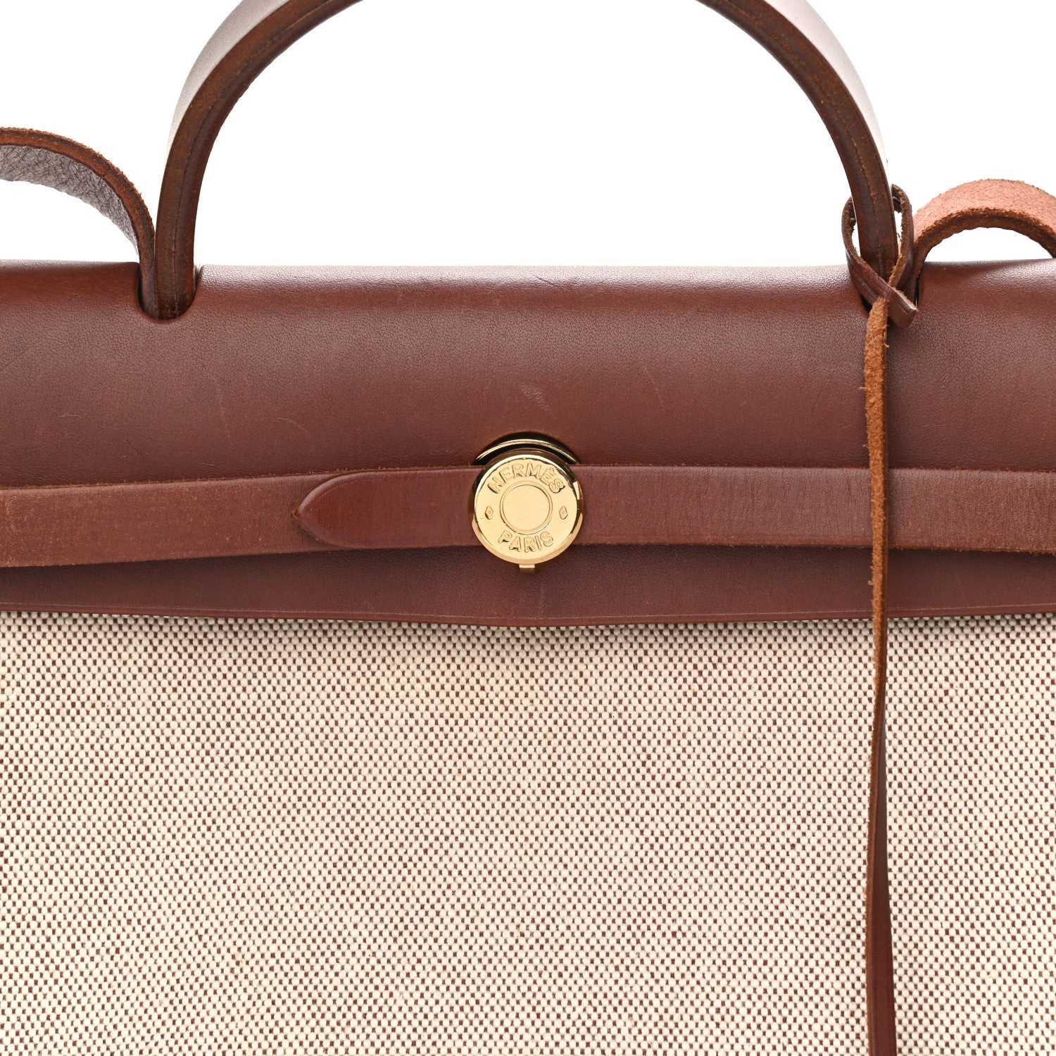 Hermes Toile Vache Calfskin Herbag 30 PM Natural Havane 8 of 10