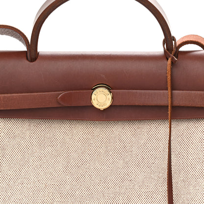 Hermes Toile Vache Calfskin Herbag 30 PM Natural Havane 8 of 10