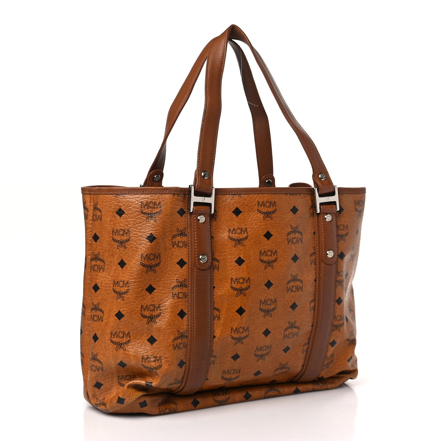 MCM Visetos Shopping Tote Cognac 3 of 12