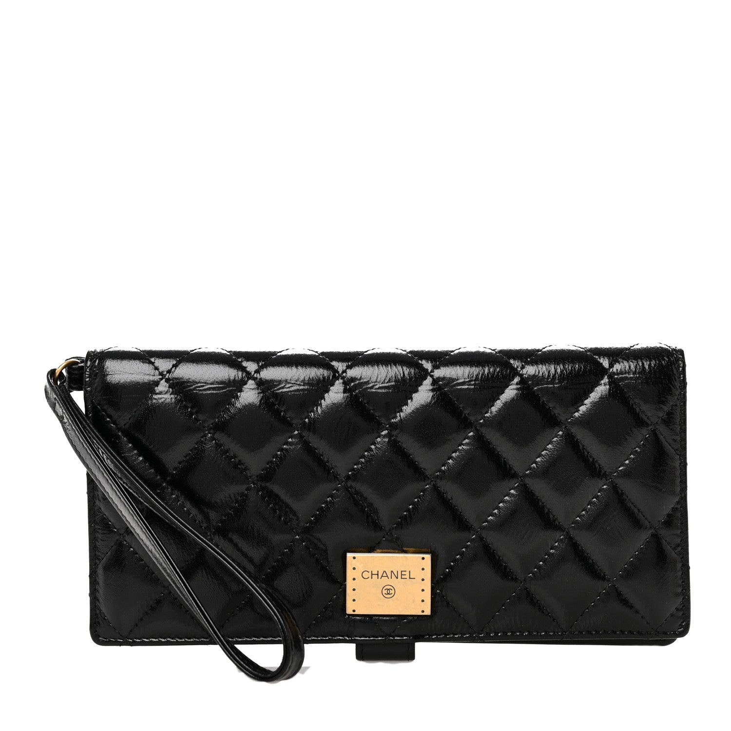 Chanel Shiny Calfskin Quilted Flap Wallet Black 1 of 7