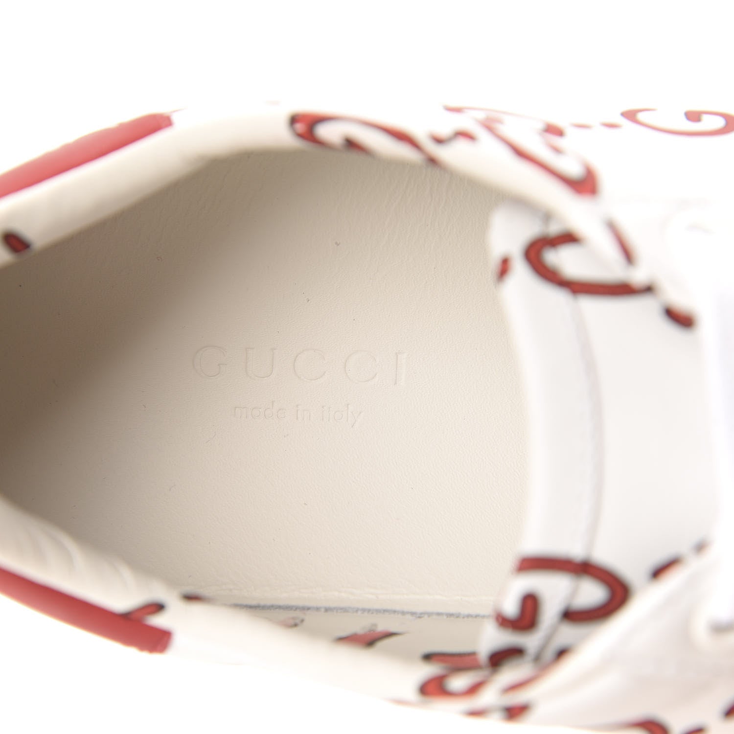 Gucci Calfskin GucciGhost Print Womens Ace Sneakers 38 White Hibiscus Red 6 of 10
