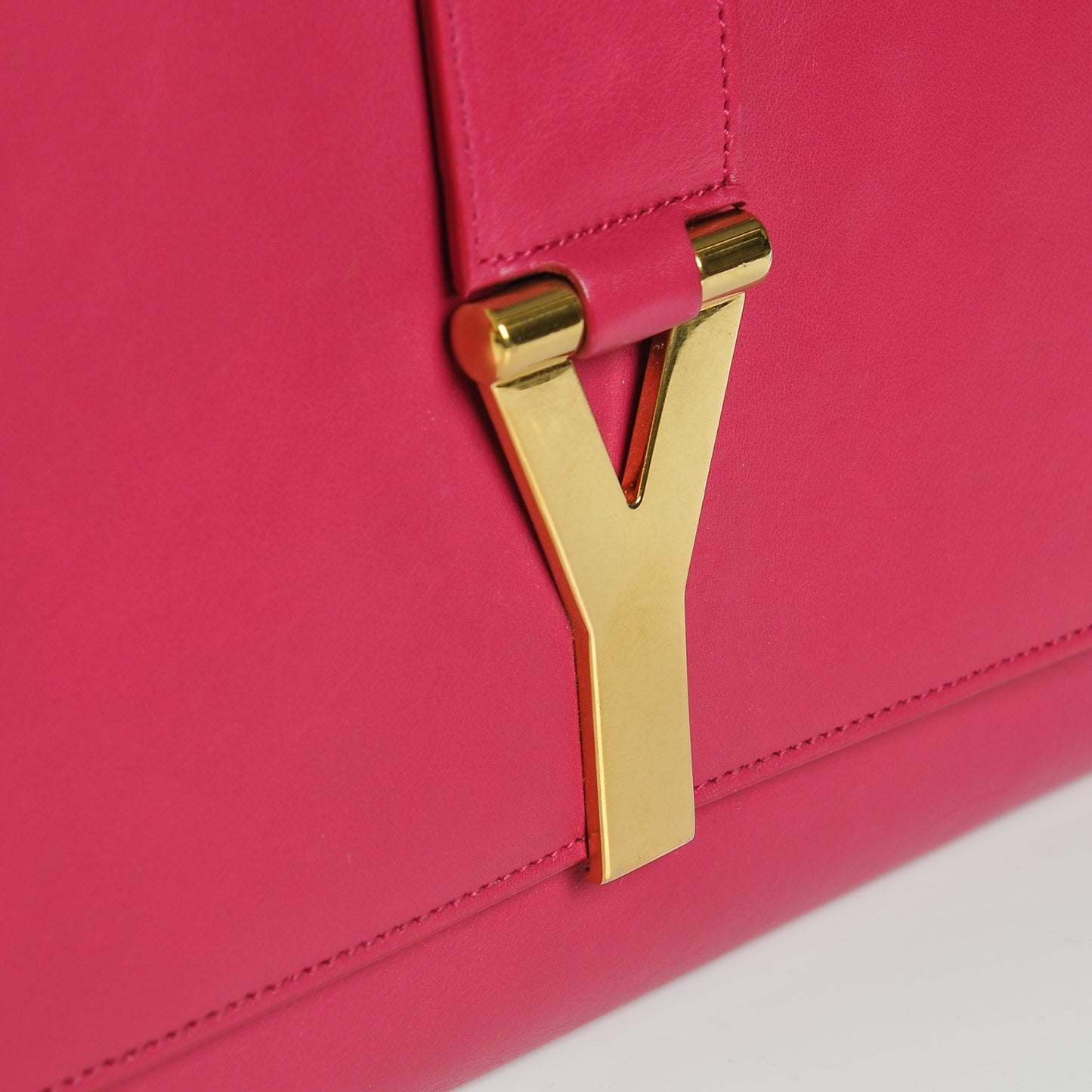Calfskin Classic Y Ligne Clutch Fuchsia