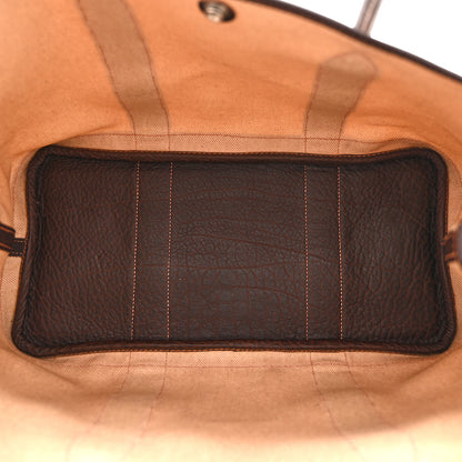 Hermes Buffle Skipper Toile Garden Party 36 MM Tote Marron Fonce 5 of 12