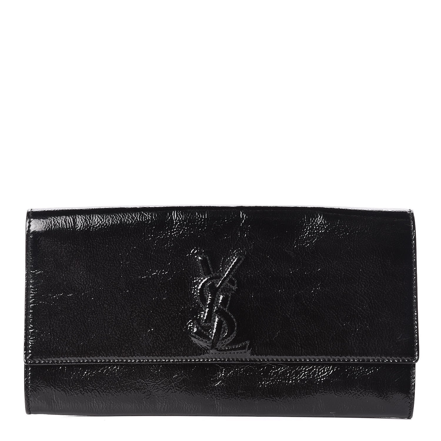 Saint Laurent Textured Patent Monogram Small Belle De Jour Clutch Black 1 of 10
