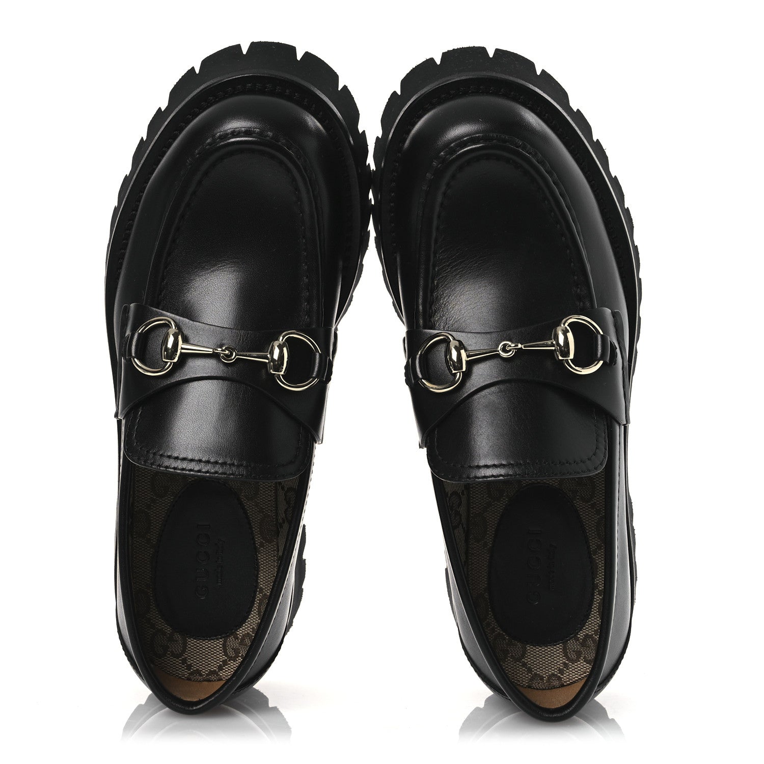 Gucci Betis Glamour Calfskin Womens Horsebit Loafers 37.5 Black 2 of 12