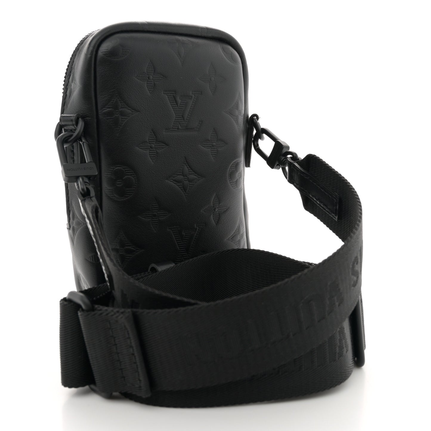 Calfskin Monogram Shadow Double Phone Pouch NM Black