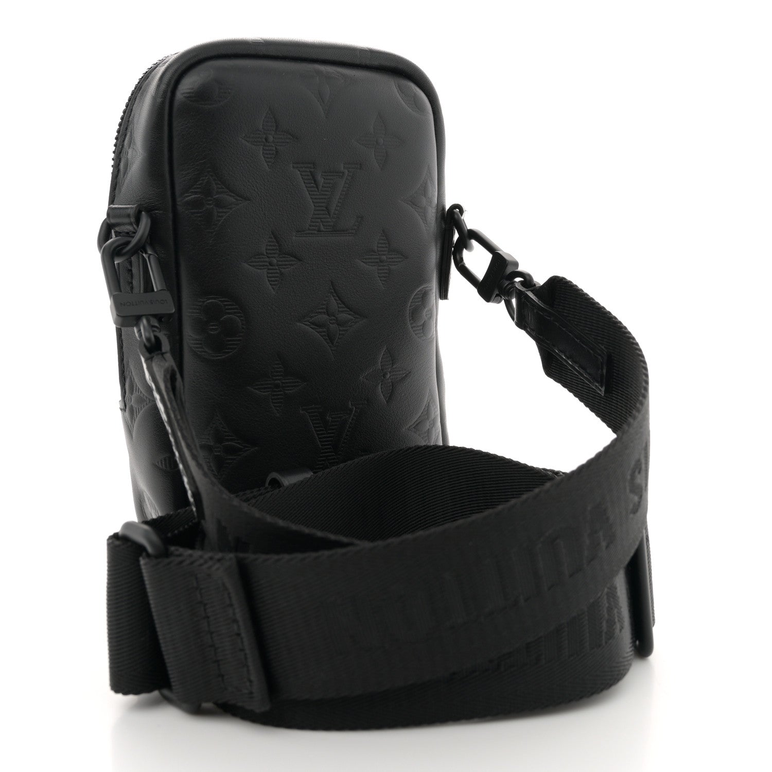 Louis Vuitton Calfskin Monogram Shadow Double Phone Pouch NM Black 3 of 11