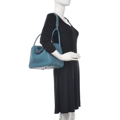 Hermes Taurillon Clemence Lindy 30 Blue Jean 2 of 12