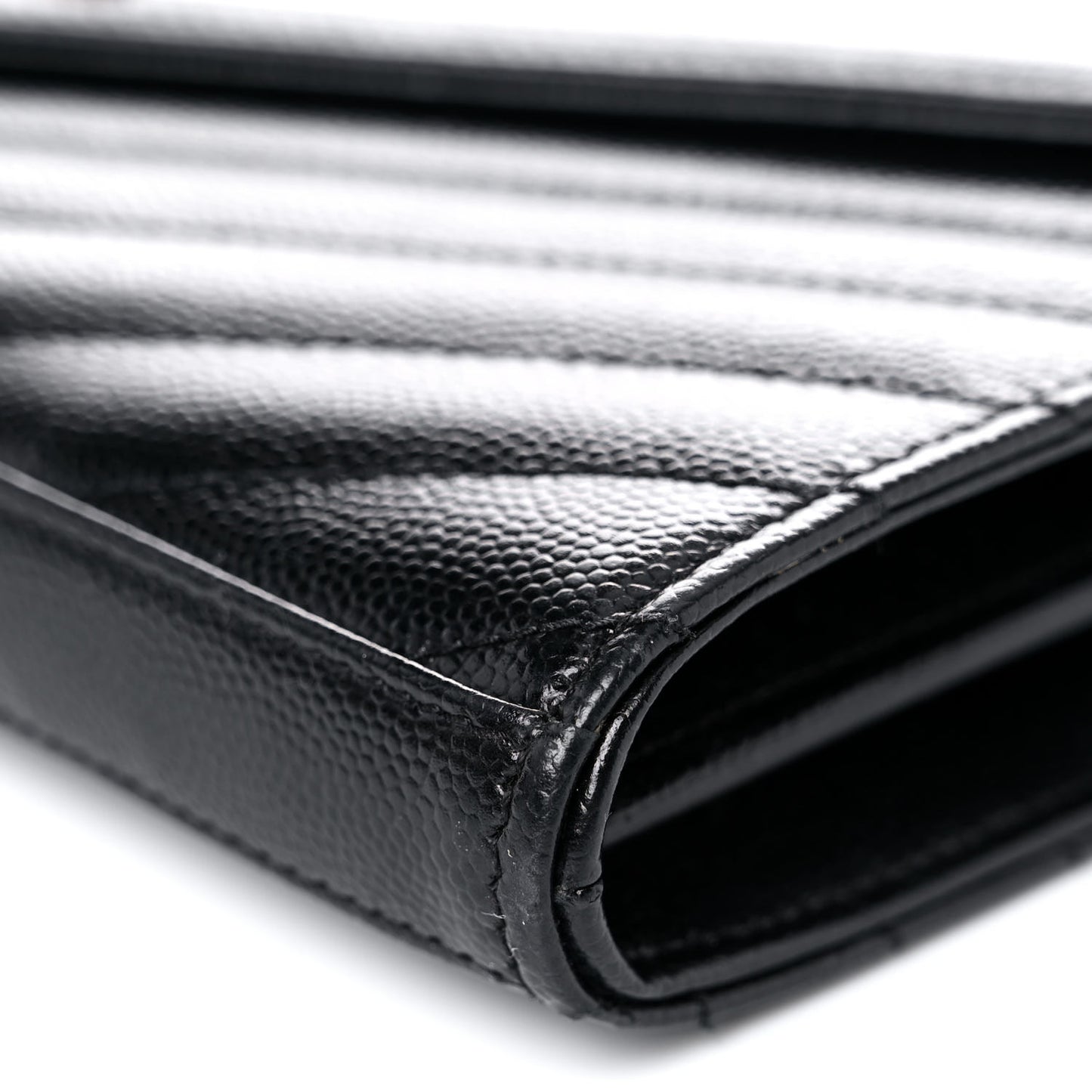 Grain De Poudre Matelasse Chevron Monogram Chain Wallet Black
