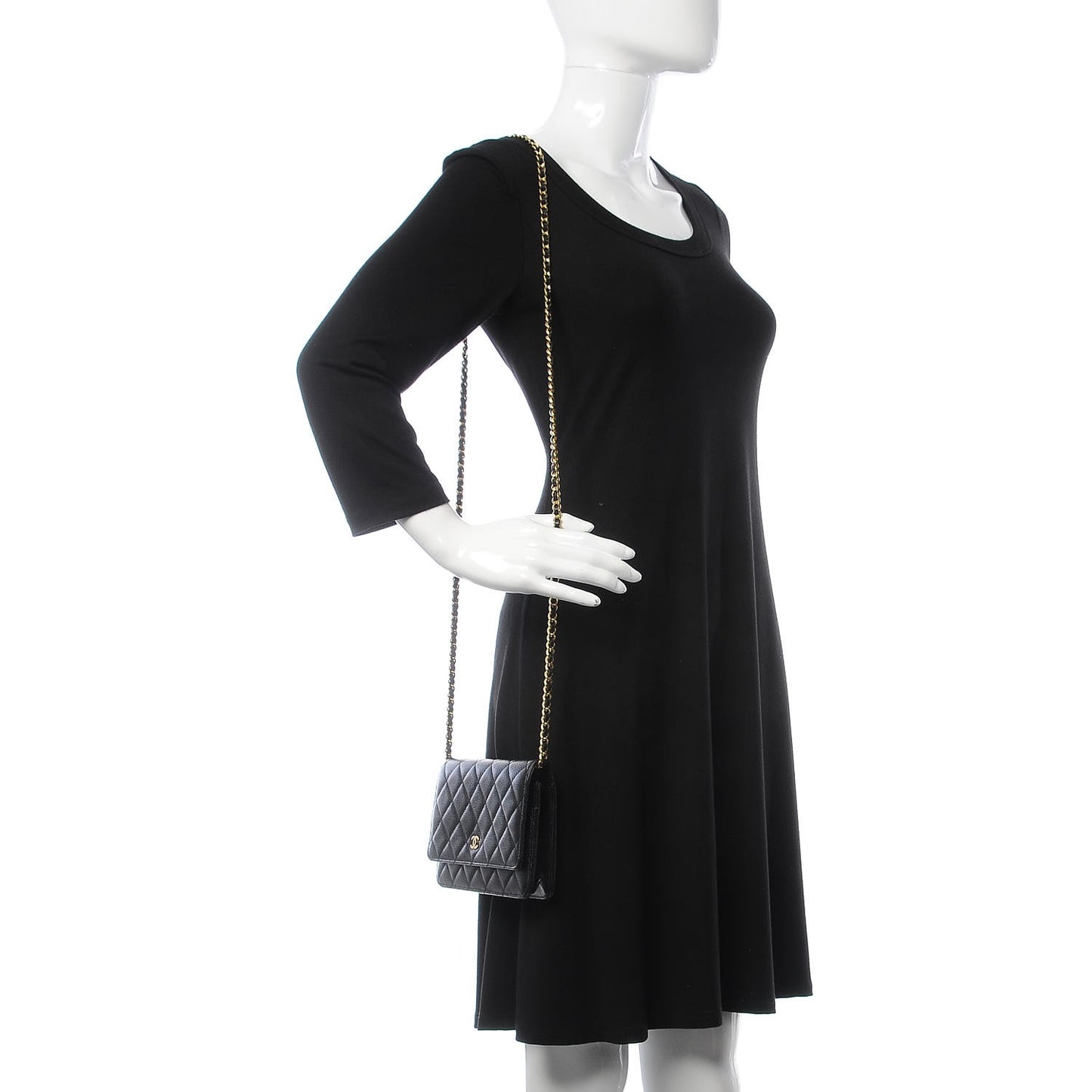 Caviar Quilted Wallet On Chain WOC Black