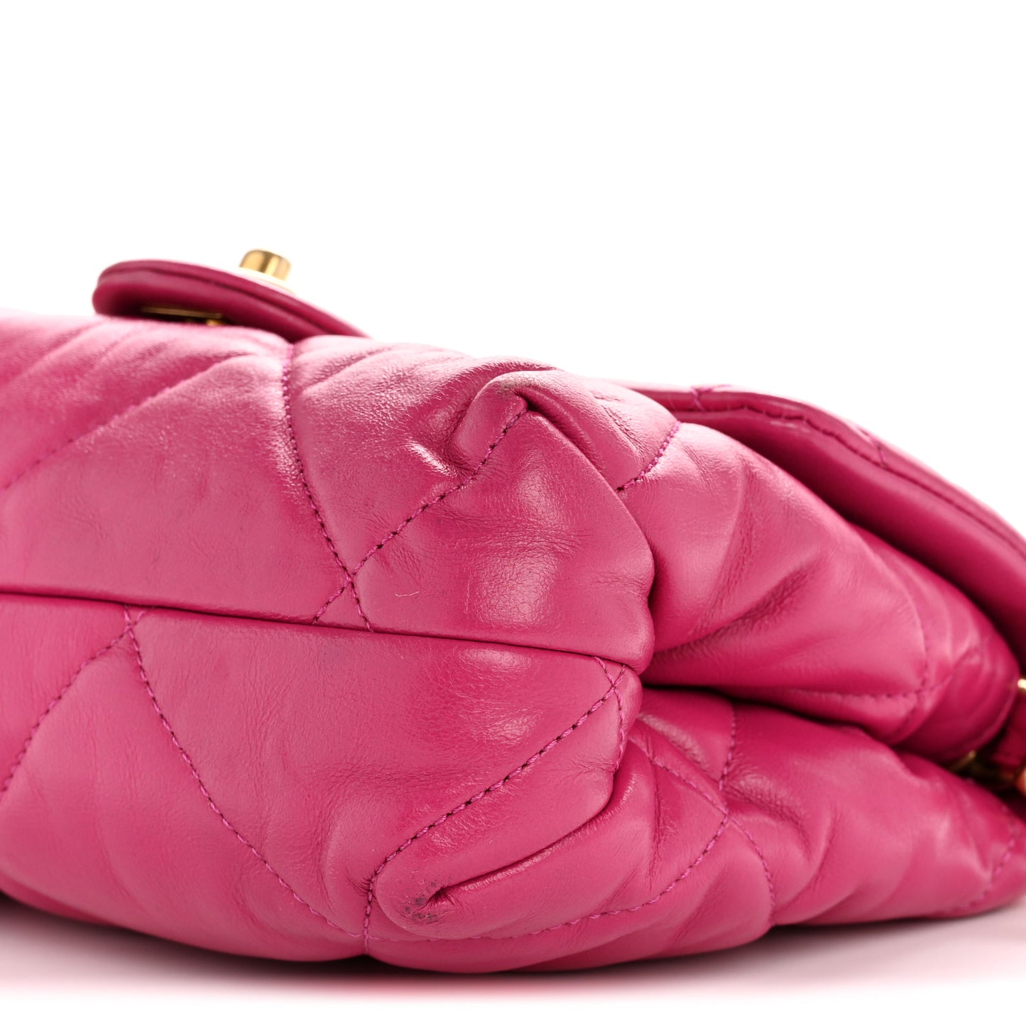 Lambskin Quilted Small Chain Top Handle Flap Fuchsia
