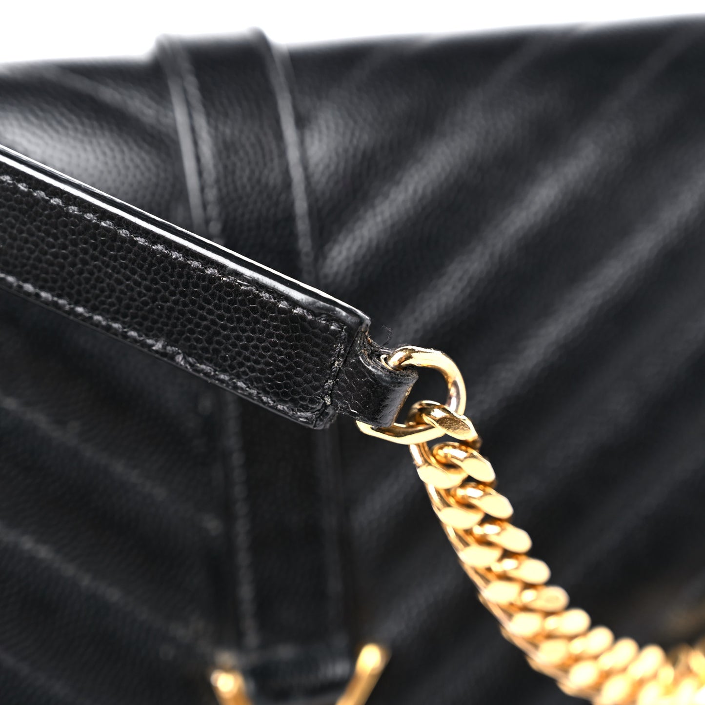 Grain De Poudre Matelasse Chevron Large Monogram Satchel Black