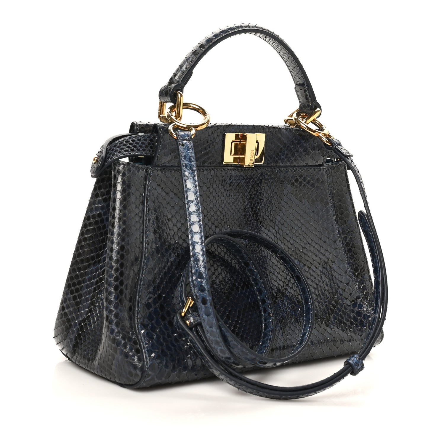 Python Shiny Nappa Mini Peekaboo Iconic Satchel Blue Jeans