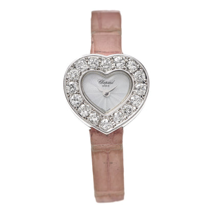 Chopard 18K White Gold Alligator Diamond Bezel 22mm Heart Quartz Watch 1 of 6