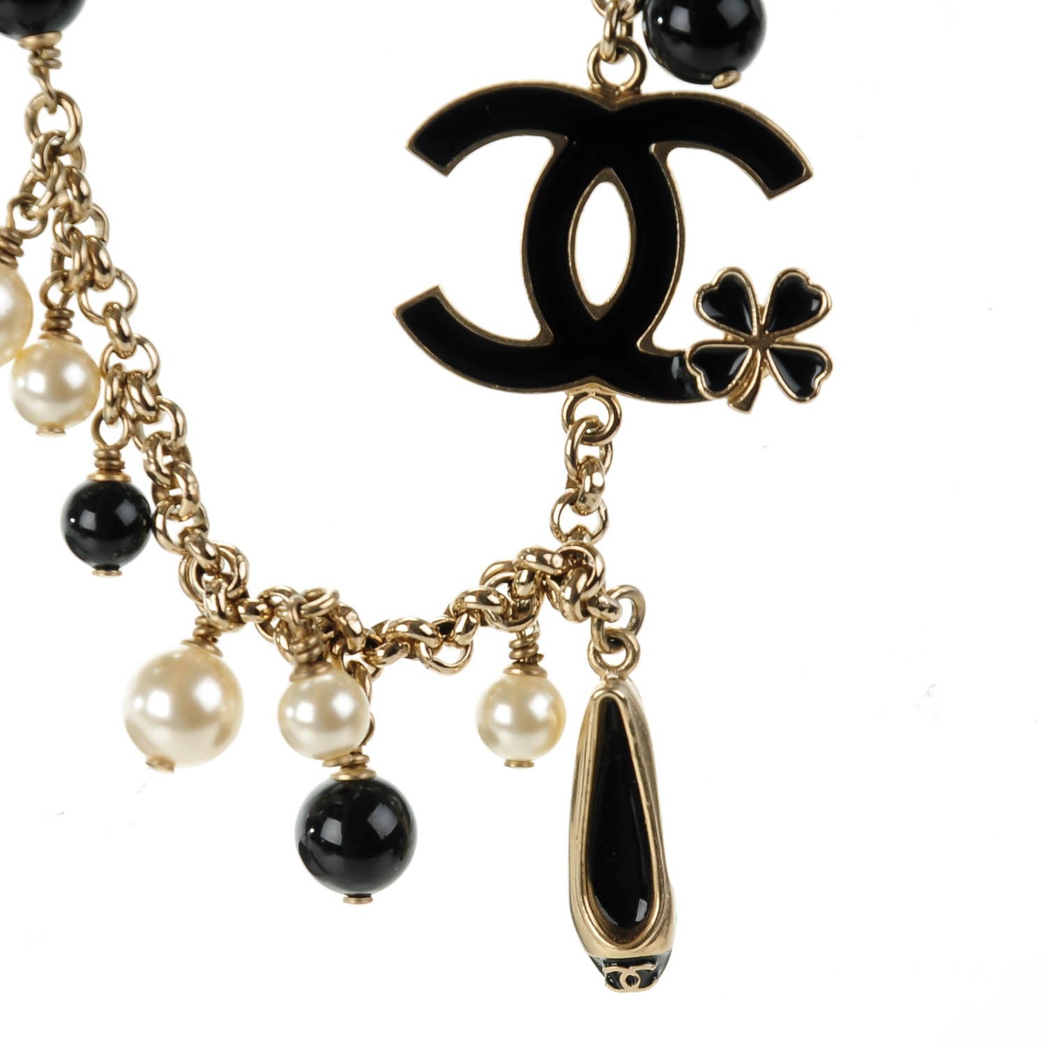 Chanel Pearl Beaded Enamel Coco Charm Long Necklace Gold 10 of 10