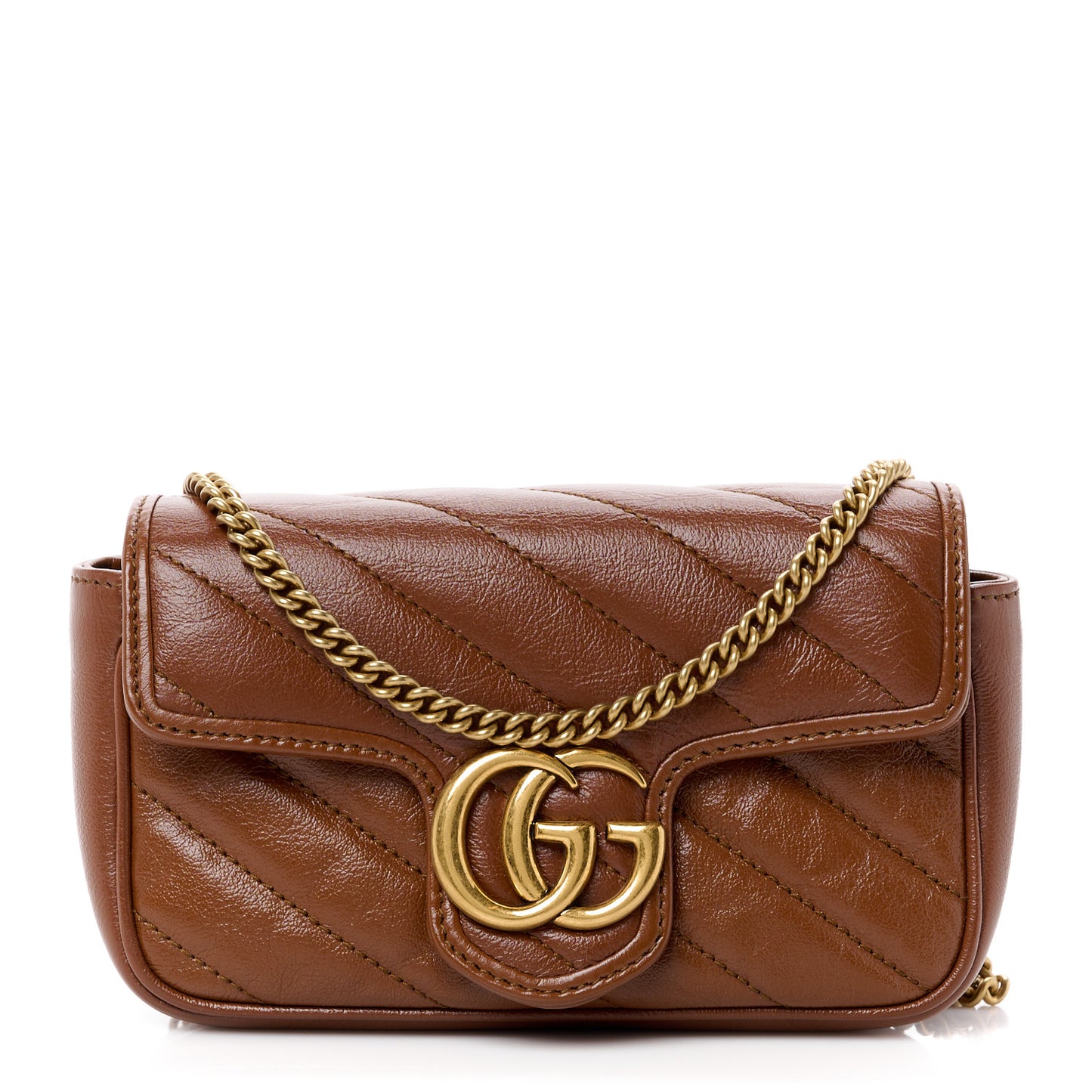 Azalea Calfskin Matelasse Diagonal Super Mini GG Marmont Shoulder Bag Cuir