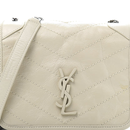 Saint Laurent Crinkled Calfskin Matelasse Monogram Niki Chain Wallet Crema Soft 9 of 10