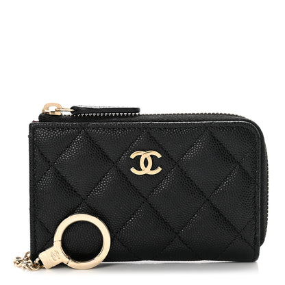 Chanel Caviar Quilted Zipped Key Holder Case Black 1 of 7