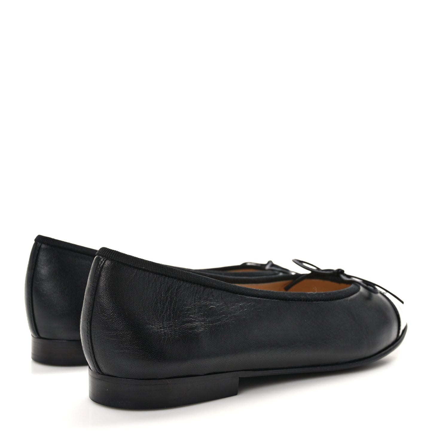Lambskin Patent CC Cap Toe Ballerina Flats 38 Black
