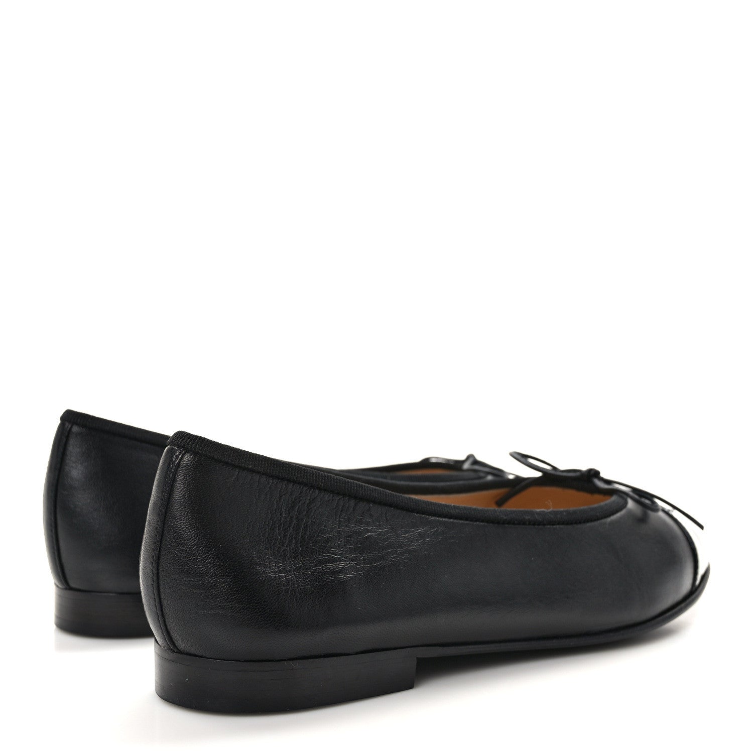 Chanel Lambskin Patent CC Cap Toe Ballerina Flats 38 Black 4 of 8