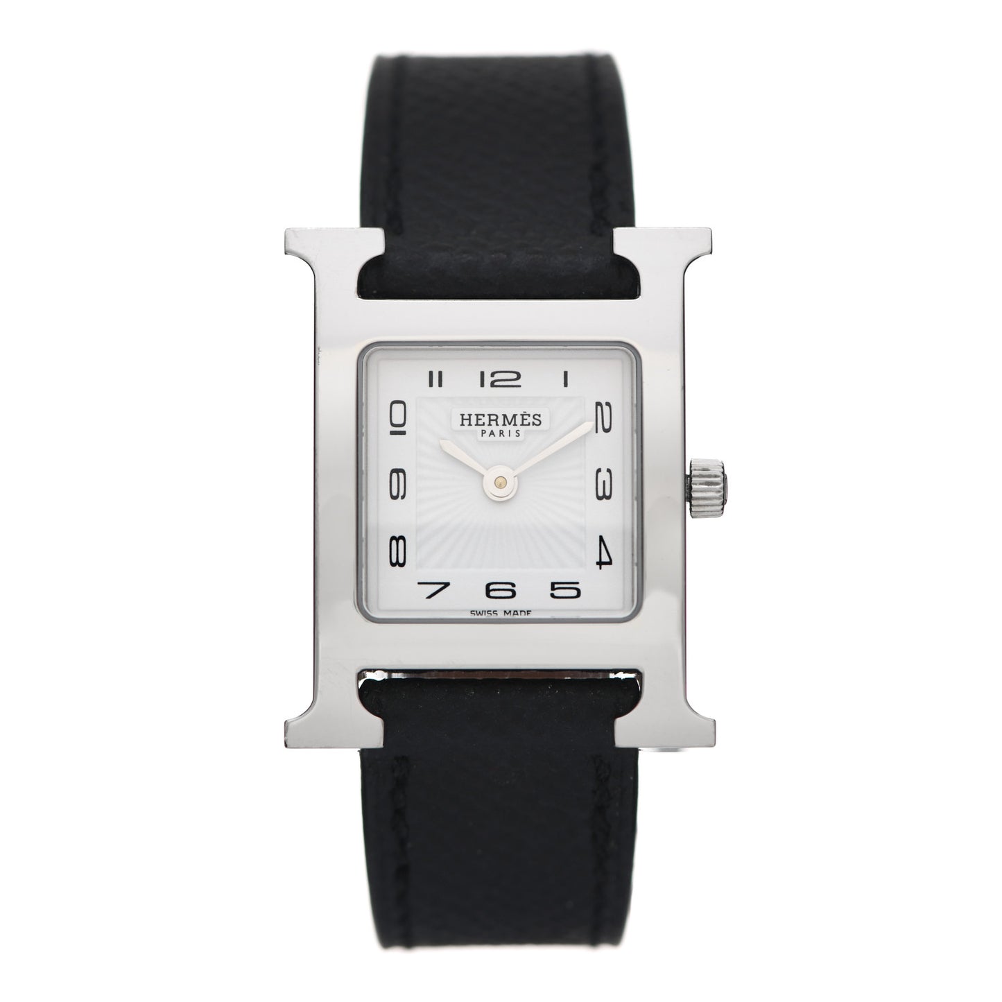Stainless Steel Epsom 21mm Heure H Hour Quartz Watch Noir