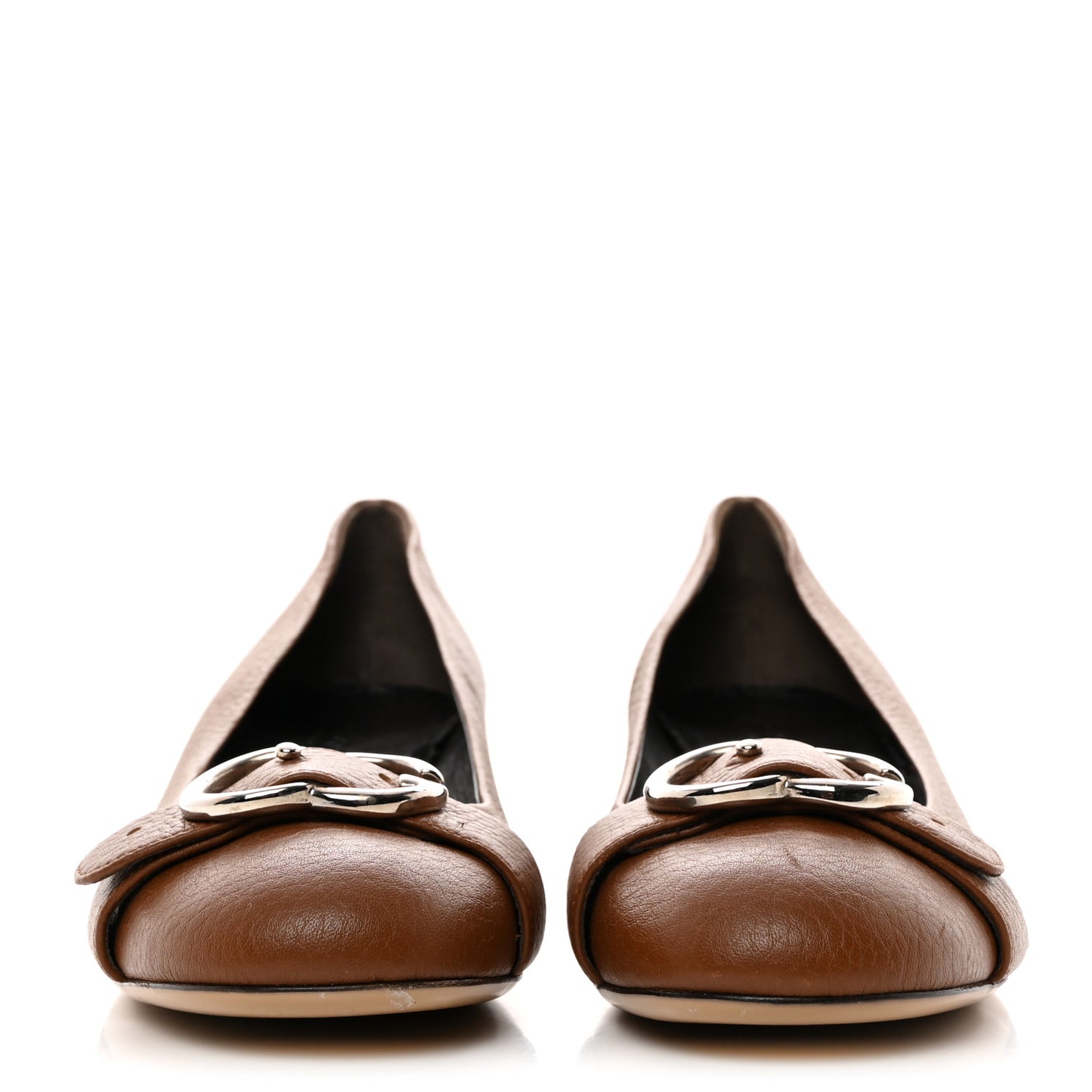 Calfskin GG Buckle Mid Heel Pumps 40 Brown
