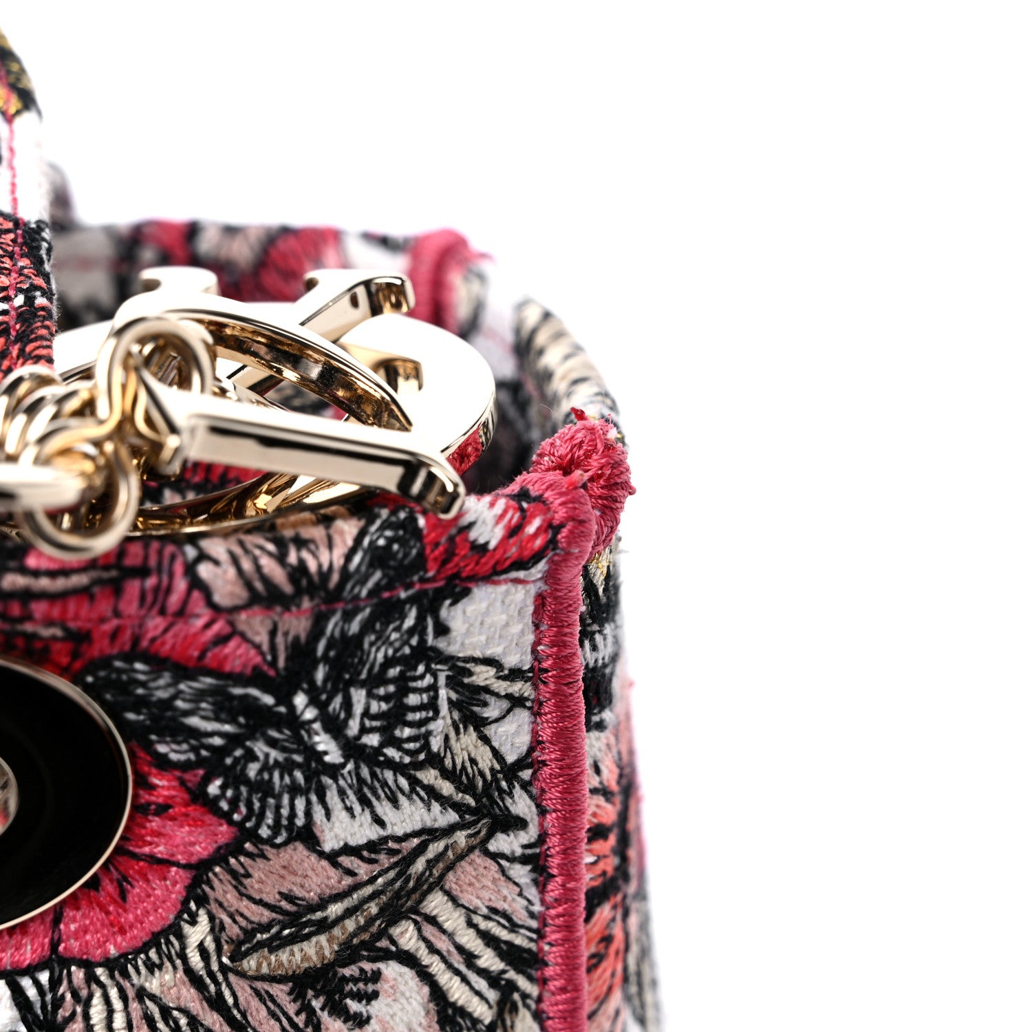 Christian Dior Canvas Embroidered Butterfly Print Medium Lady D-Lite Multicolor 10 of 10