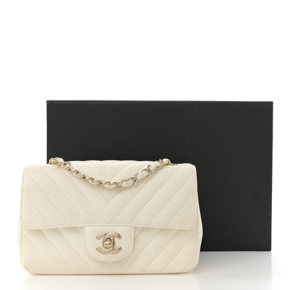 Chanel Lambskin Chevron Quilted Mini Rectangular Flap White 15 of 15