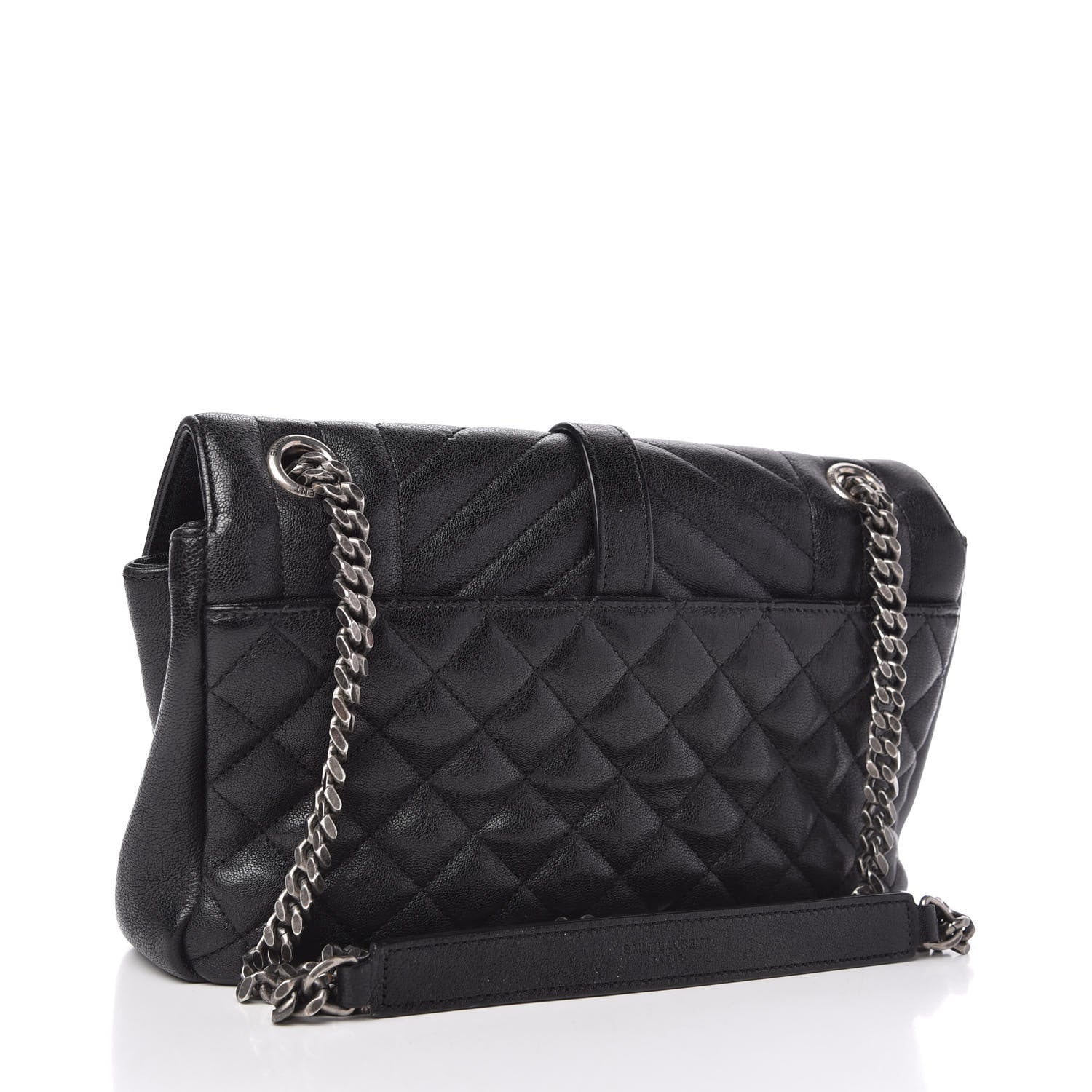 Saint Laurent Sheepskin Tri-Quilt Monogram Medium College Bag Black 3 of 10