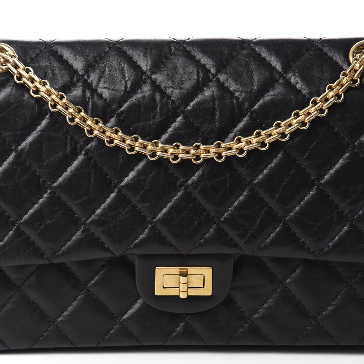 Aged Calfskin Quilted 2.55 Reissue 226 Flap Black