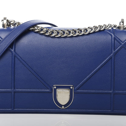 Christian Dior Grained Calfskin Medium Diorama Flap Bag Bleu De Minuit 9 of 11