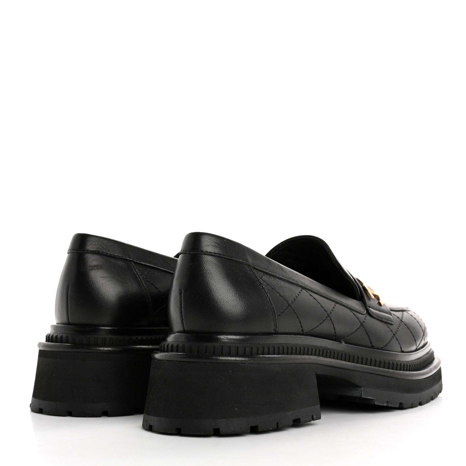 Chanel Calfskin Quilted CC Mocassin Loafers 38 Black 4 of 13