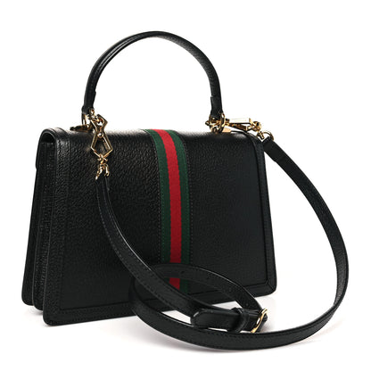 Gucci Textured Dollar Calfskin Web Small Ophidia Padlock Top Handle Bag Black 3 of 10
