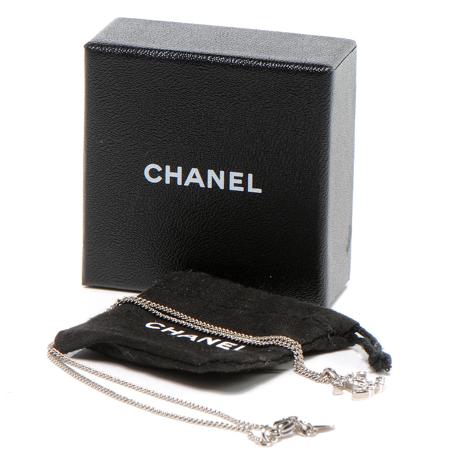Chanel Swarovski Crystal CC Necklace Silver 4 of 4