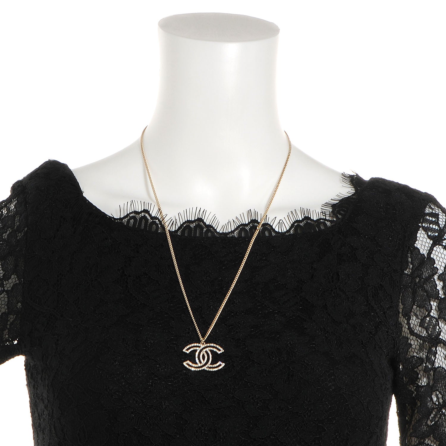 Chanel Crystal CC Necklace Gold 2 of 4