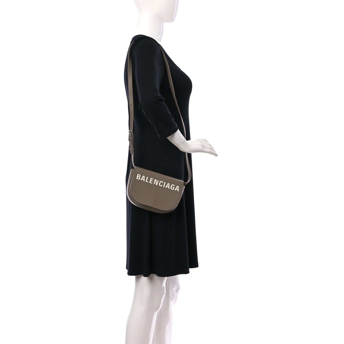 Signature Grained Calfskin Logo Print Ville Day Bag XS Mink Grey White