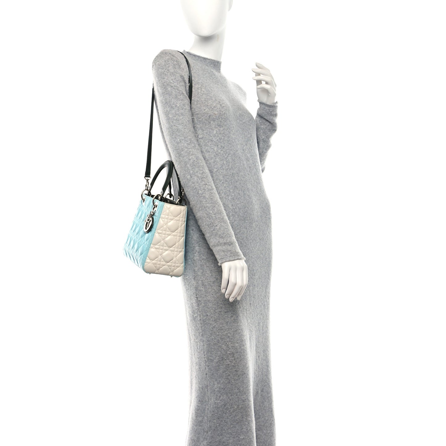 Lambskin Cannage Medium Tri-Color Lady Dior Blue Green