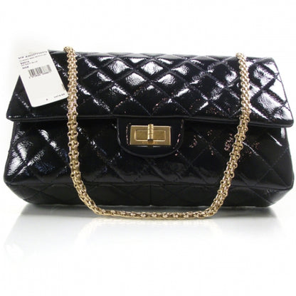 Chanel Distressed Patent 2.55 Reissue 227 Jumbo Flap Navy 1 of 10
