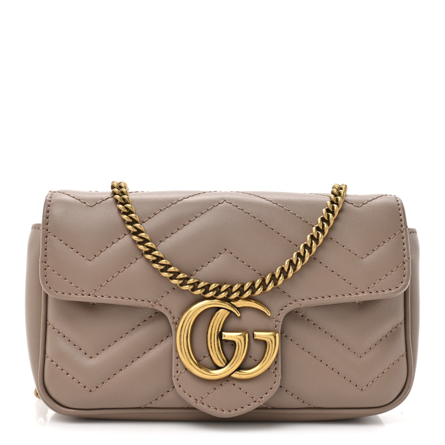 Calfskin Matelasse Super Mini GG Marmont Shoulder Bag Porcelain Rose