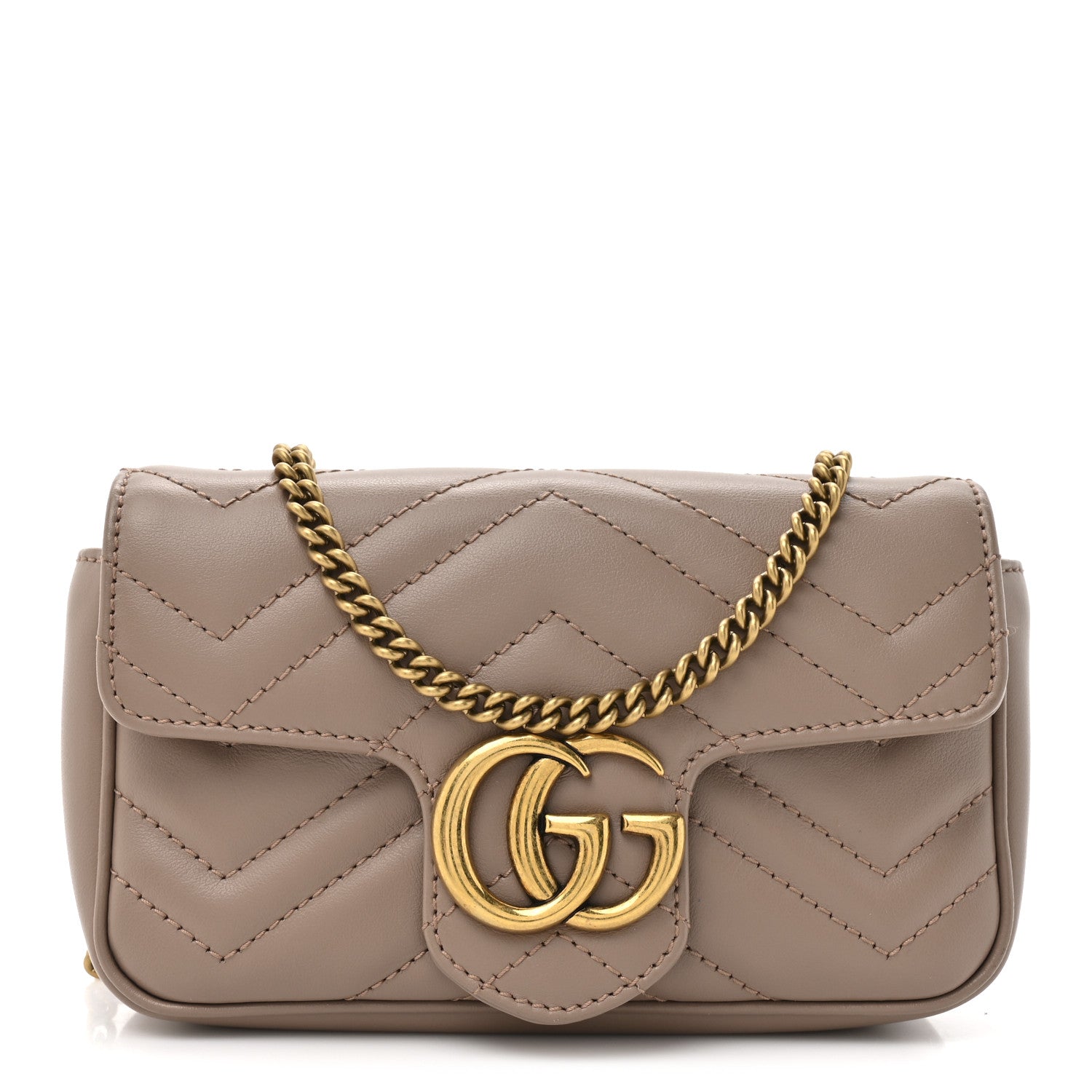 Gucci Calfskin Matelasse Super Mini GG Marmont Shoulder Bag Porcelain Rose 1 of 10