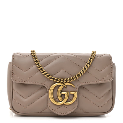 Gucci Calfskin Matelasse Super Mini GG Marmont Shoulder Bag Porcelain Rose 1 of 10