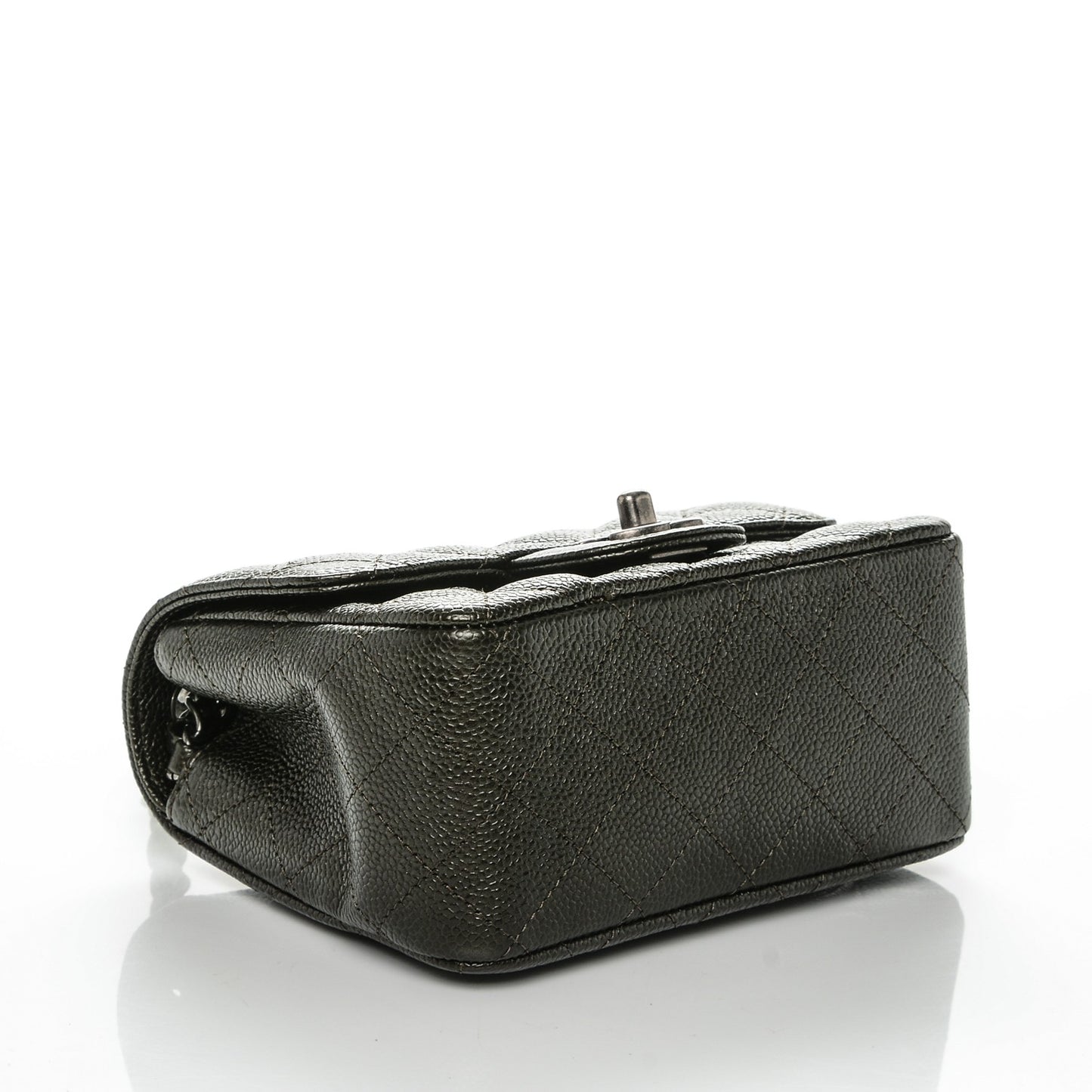 Caviar Quilted Mini Square Flap Dark Charcoal