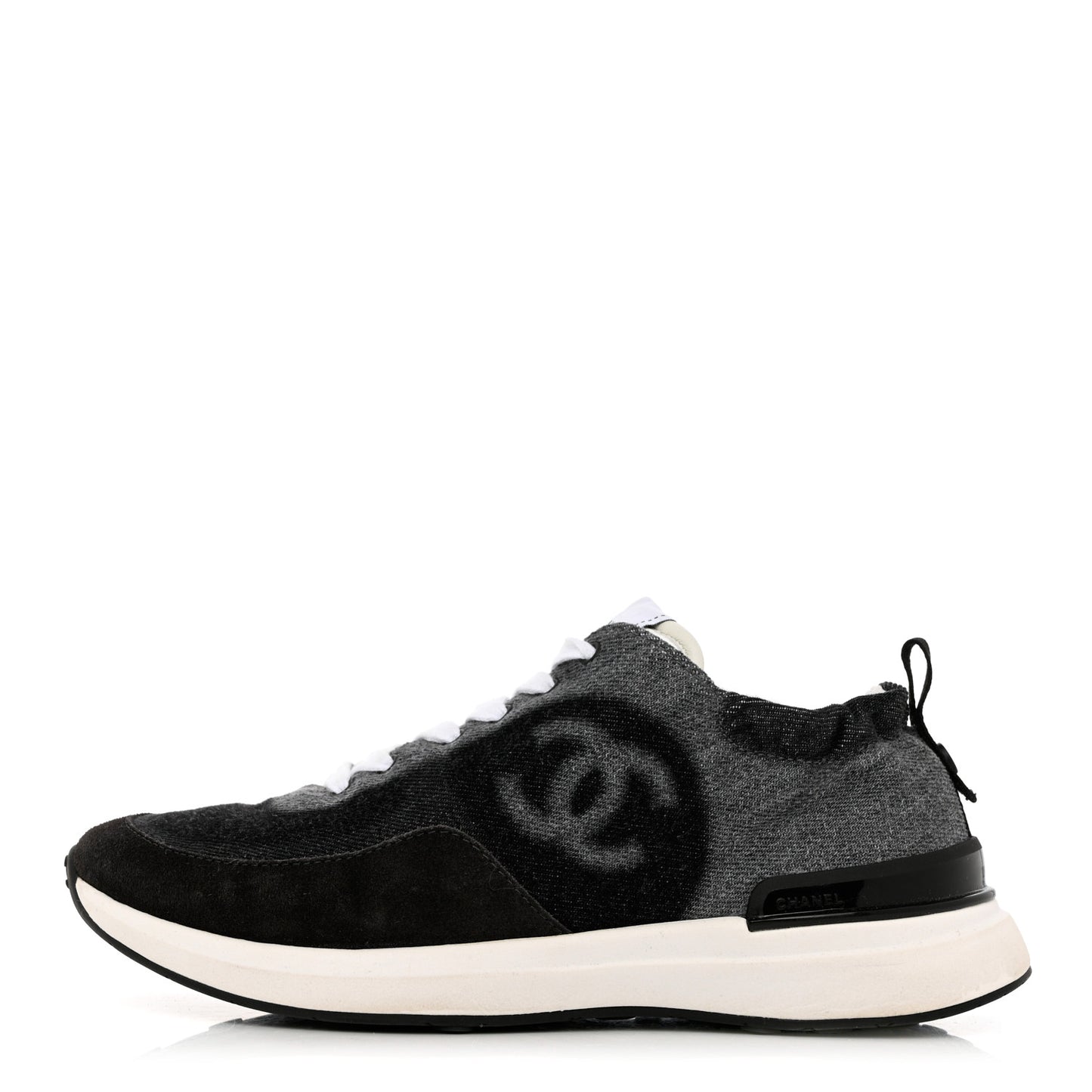 Denim Suede Calfskin Womens CC Sneakers 37 Grey