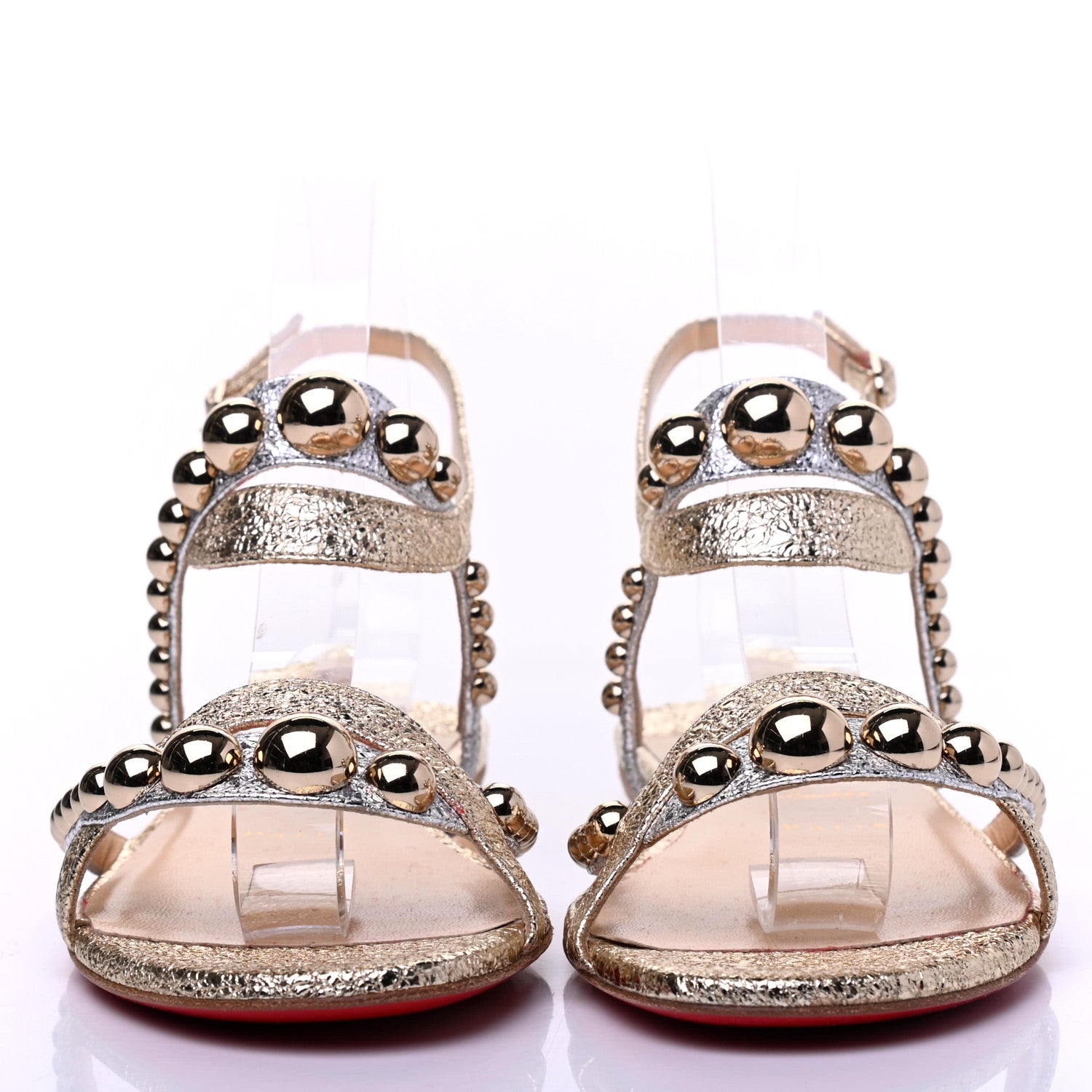 Christian Louboutin Specchio Vintage Galeria Flat Sandals 39 Platine Light Gold 2 of 11