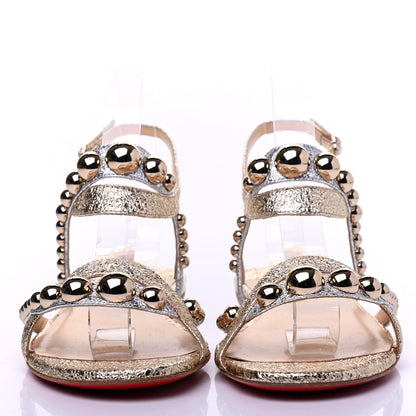 Christian Louboutin Specchio Vintage Galeria Flat Sandals 39 Platine Light Gold 2 of 11