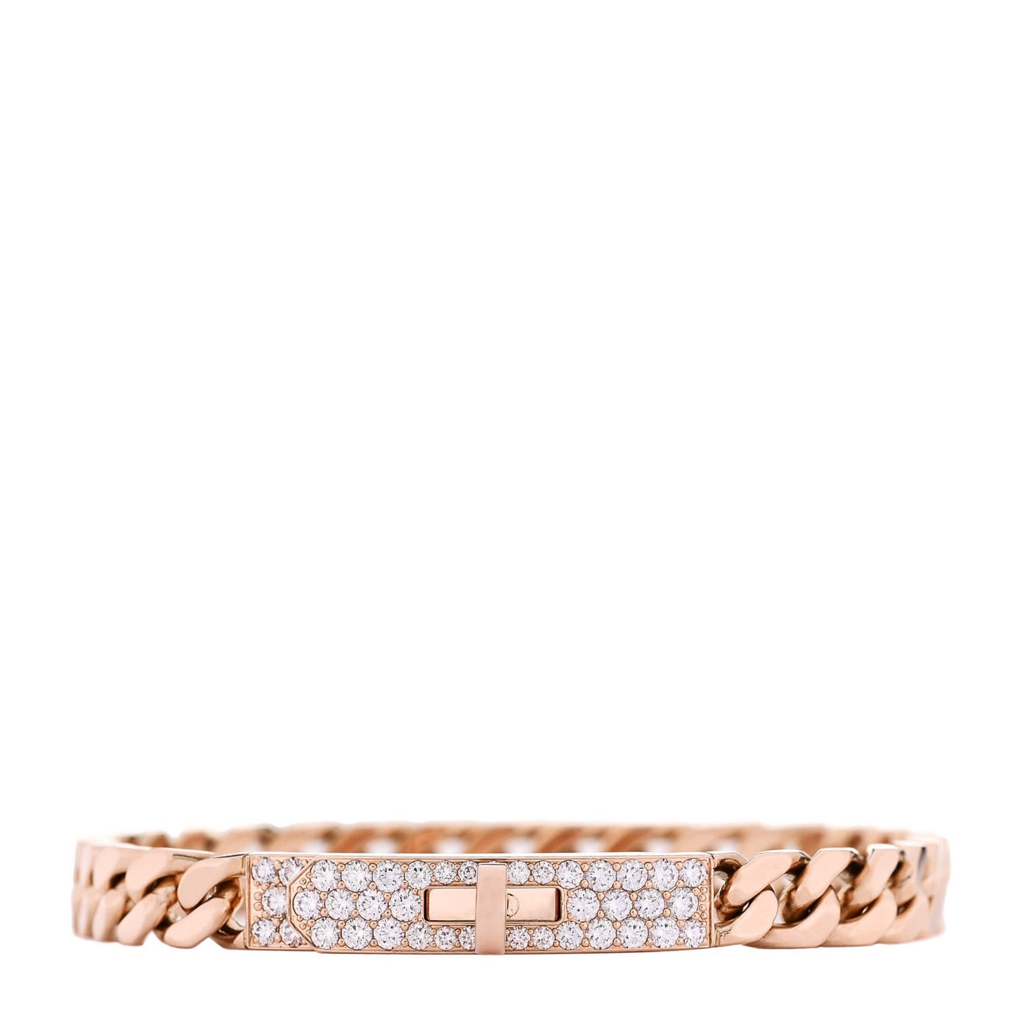 18K Rose Gold Diamond PM Kelly Gourmette Bracelet ST