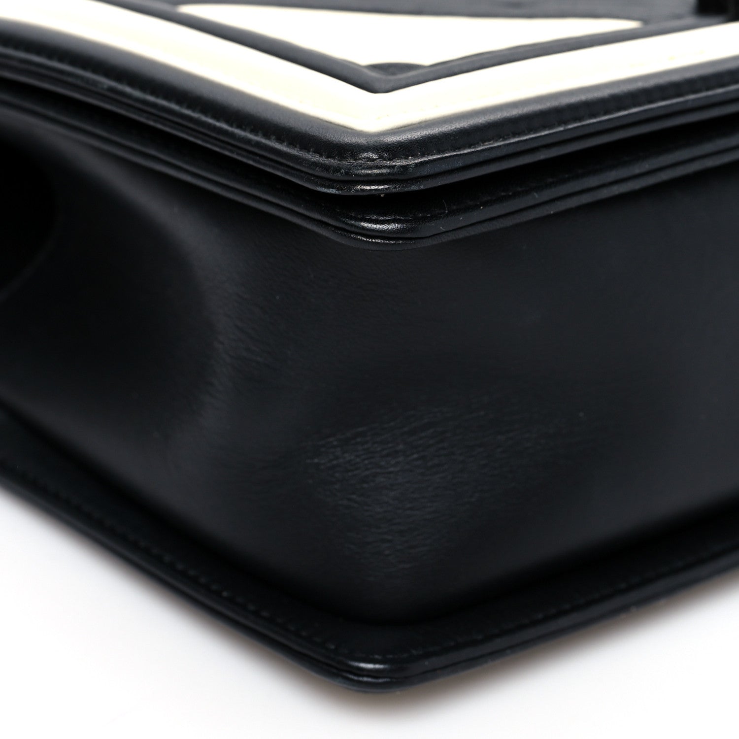 Chanel Calfskin Pleated Medium Boy In Rome Flap Black White 7 of 8
