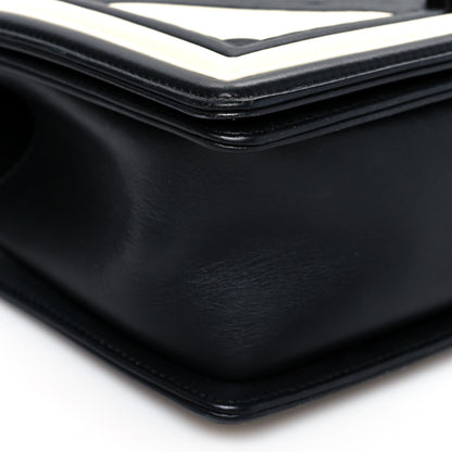 Chanel Calfskin Pleated Medium Boy In Rome Flap Black White 7 of 8