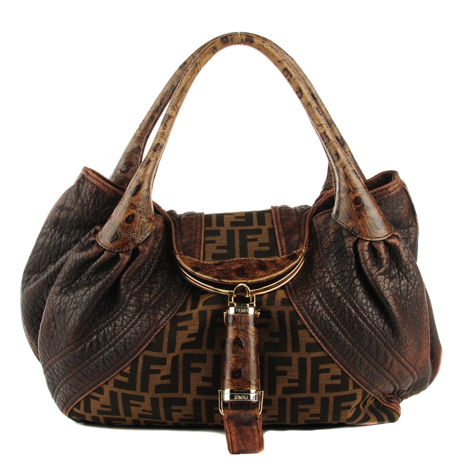 Fendi Zucca Nappa Nuvolata Vitello Tortuga Spy Tobacco Moro 1 of 9
